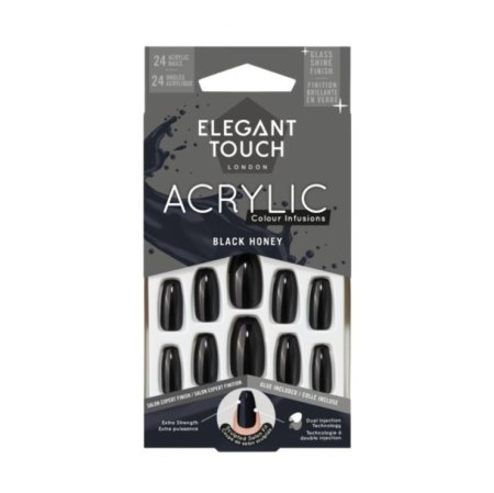 ELEGANT TOUCH BLACK HONEY NAILS (24pcs)